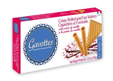 Gavottes Crispy Rolled and Fan Wafers with a Hint of Vanilla 3.52oz (100g) - 0816475020050