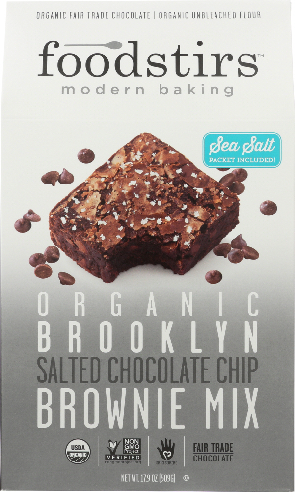 FOODSTIRS: Organic Brooklyn Salted Chocolate Chip Brownie Mix, 17.9 oz - 0816524020154