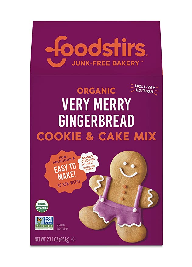  Foodstirs Junk-Free Bakery Organic Very Merry Gingerbread Cookie and Cake Baking Mix 23 Oz | Sweets & Treats | Non-GMO | Limited Holiday Edition  - premium