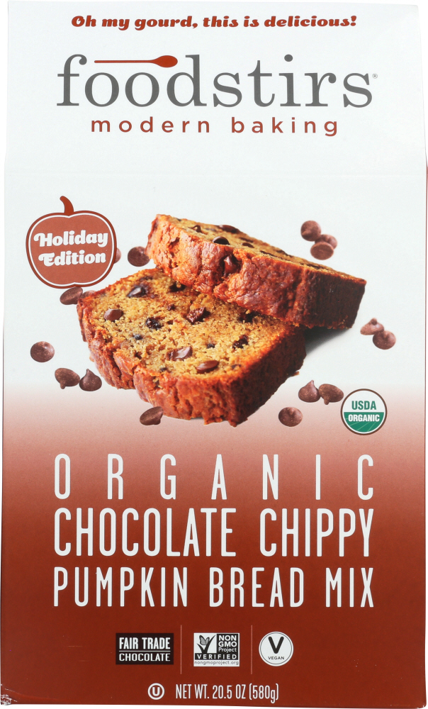 FOODSTIRS: Mix Chocolate Chippy Pumpkin Bread, 20.5 oz - 0816524020291