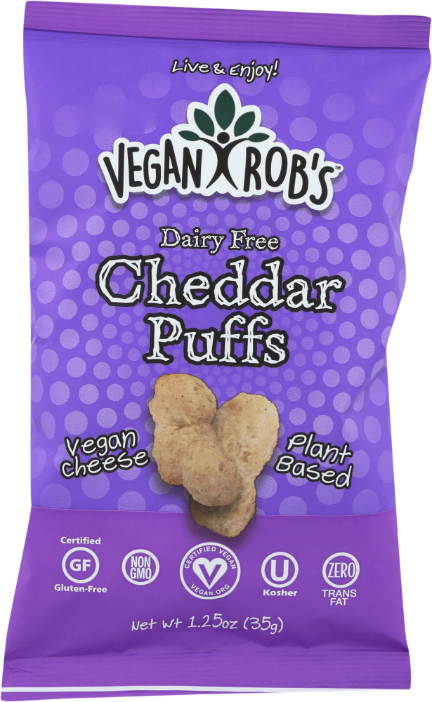 VEGANROBS: Cheddar Puffs Dairy Free, 1.25 oz - 0816678020178