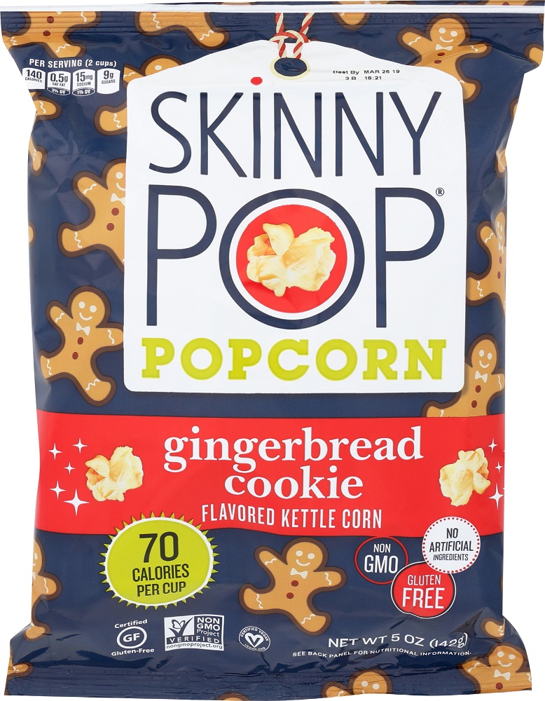 SKINNY POP: Gingerbread Cookie Popcorn, 5 oz - 0816925020883