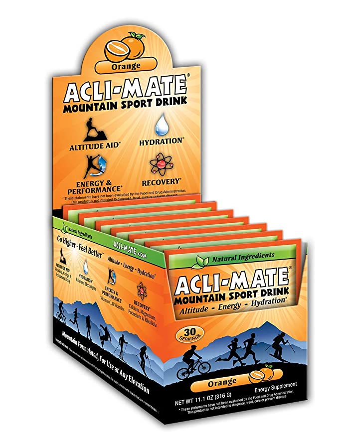  Acli-Mate Mountain Sport Drink - Altitude Sickness Hydration Aid - Orange Carton  - 817045010013