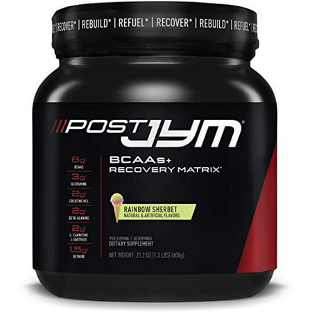 Post JYM Active Matrix - Post-Workout with BCAA's, Glutamine, Creatine HCL, Beta-Alanine, and More | JYM Supplement Science | Rainbow Sherbert Flavor, 30 Servings, 21.2 oz. (B01HGQZXKW) - 817047020171