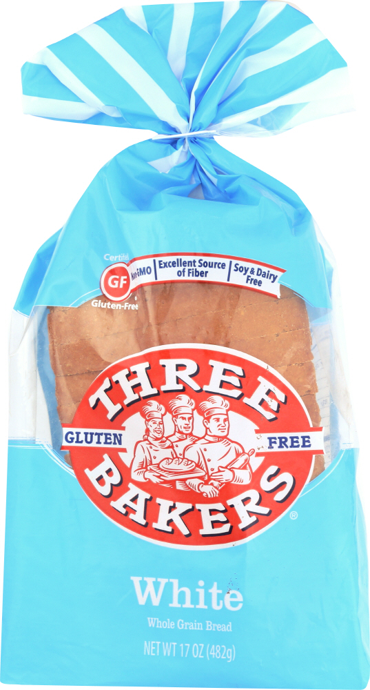  Three Bakers, Bread White Whole Grain, 17 Ounce  - 817350010005