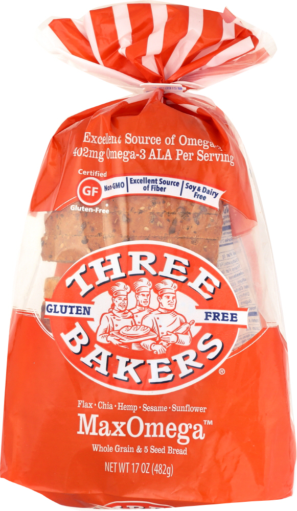THREE BAKERS: Max Omega 5 Seed Gluten Free Bread, 17 oz - 0817350010227