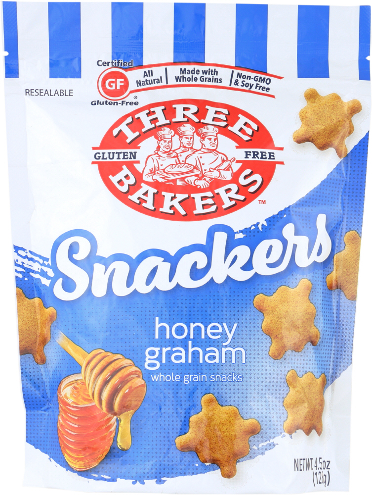 THREE BAKERS: Snack Honey Graham Gluten Free, 4.5 oz - 0817350010234
