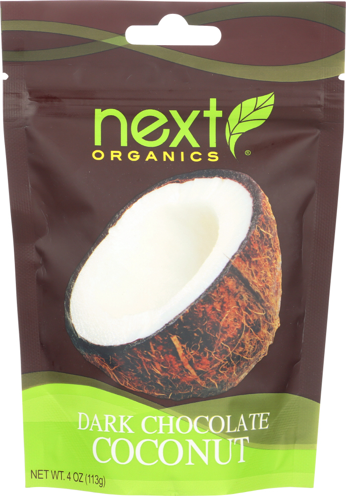 NEXT ORGANICS: Chocolate Covered Fruit Coconut Dark Organic, 4 oz - 0817582155000