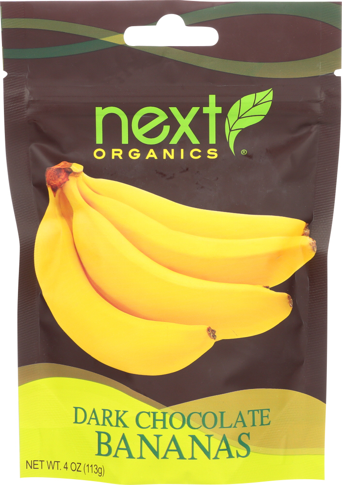 NEXT ORGANICS: Chocolate Covered Fruit Banana Dark, 4 oz - 0817582156007