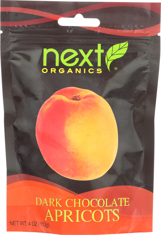 NEXT ORGANICS: Chocolate Covered Fruit Apricot Dark, 4 oz - 0817582157004