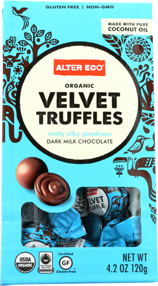 ALTER ECO: Organic Velvet Truffles Dark Milk Chocolate, 4.2 oz - 0817670010334