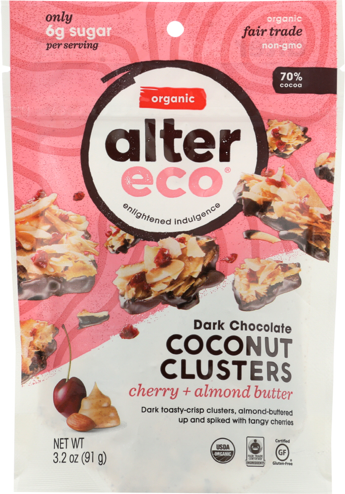 Cherry & Almond Butter Dark Chocolate Coconut Clusters, Cherry & Almond Butter Dark Chocolate - 817670011270