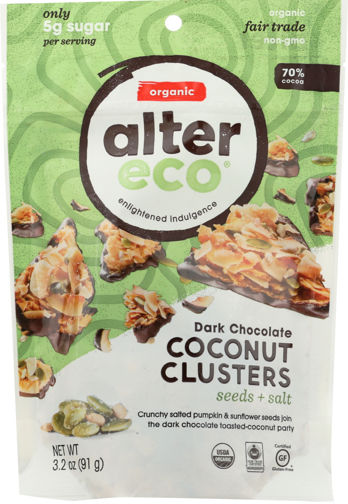 ALTER ECO: Chocolate Dark Coconut Clusters Seed Salt, 3.2 oz - 0817670011287