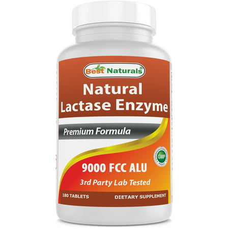 Best Naturals Lactose Intolerance Relief Tablets with Natural Lactase Enzyme 9000 FCC ALU 180 Tablets | Fast Acting High Potency Lactase - 817716013015