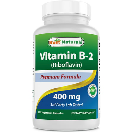 Best Naturals Vitamin B2 (Riboflavin) 400mg - Migraine Relief - Veggie Capsules - Conezyme Precursor - 120 Count - 817716014975