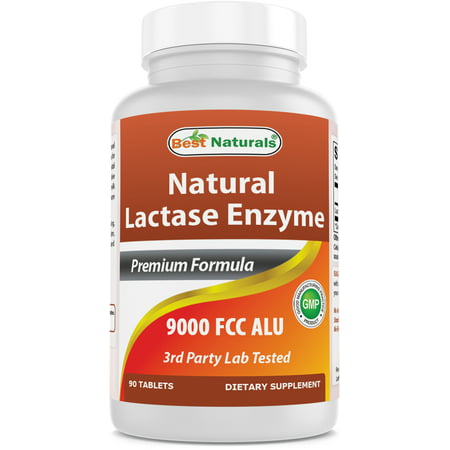 Best Naturals Lactose Intolerance Relief Tablets with Natural Lactase Enzyme 9000 FCC ALU 90 Tablets | Fast Acting High Potency Lactase - 817716017785
