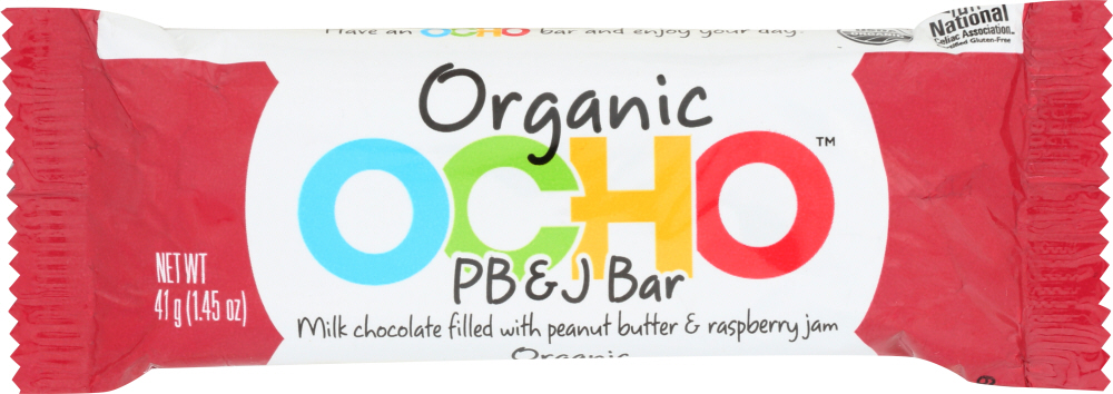 OCHO CANDY: Organic PB&J Candy Bar, 1.45 oz - 0817911023048