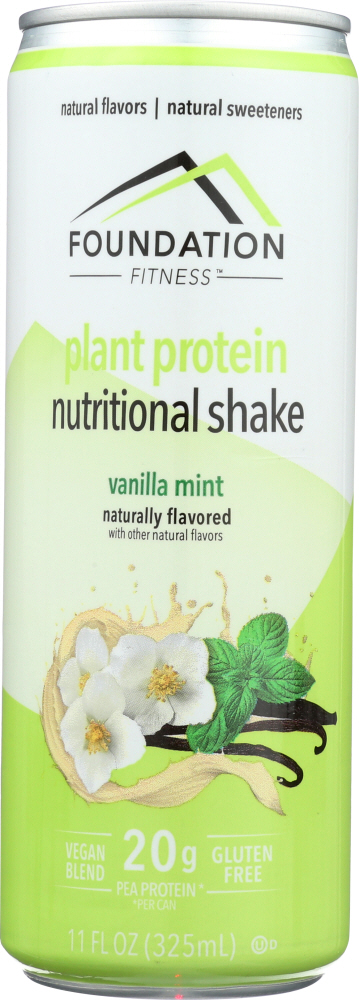 FOUNDATION FITNESS: Vanilla Mint Plant Protein Shake 20g, 11 fl oz - 0817917021741