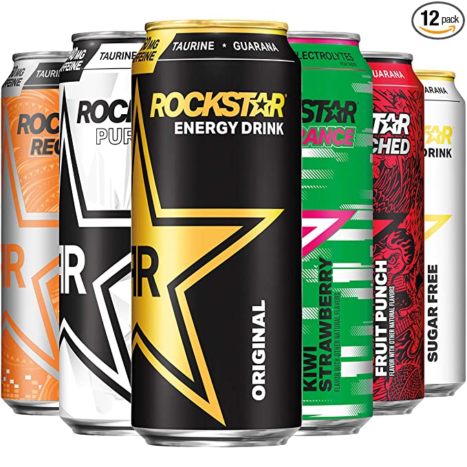  Rockstar Energy Drink, 6 Flavor Sampler Variety Pack, 16 Fl Oz (Pack of 12) (Packaging May Vary)  - 818094004947