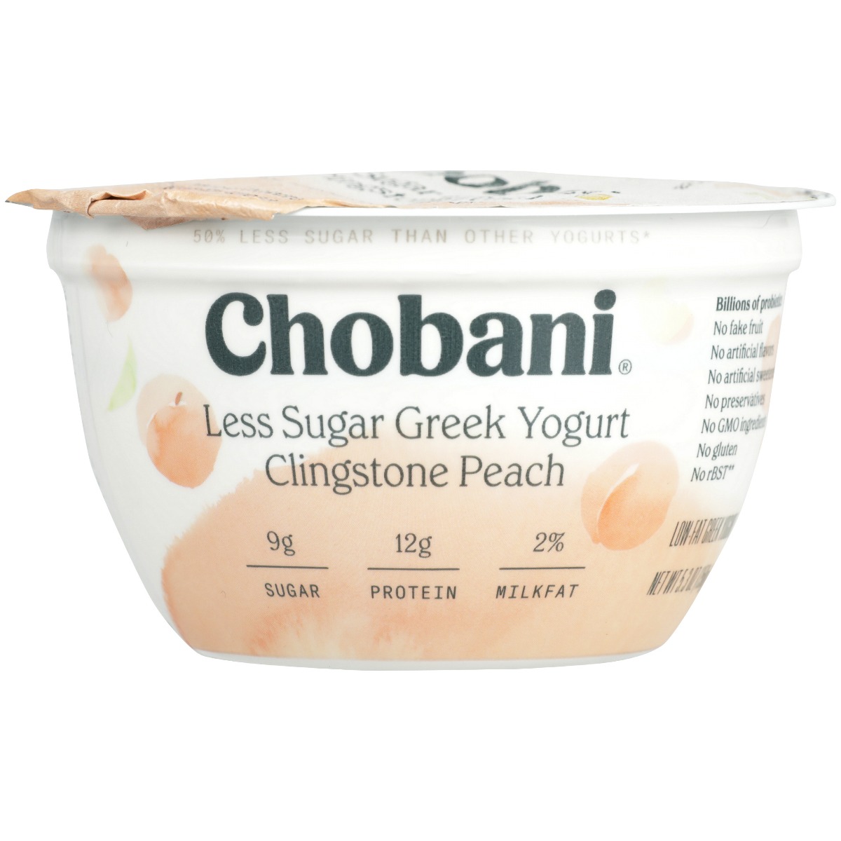 CHOBANI: Less Sugar Greek Yogurt Clingstone Peach, 5.30 oz - 0818290011831