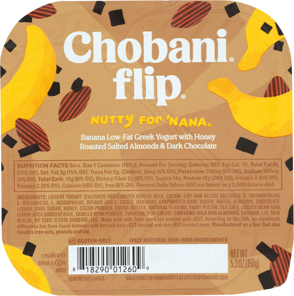 Nutty For 'Nana Banana Low-Fat Greek Yogurt With Honey Roasted Salted Almonds & Dark Chocolate - 818290012609