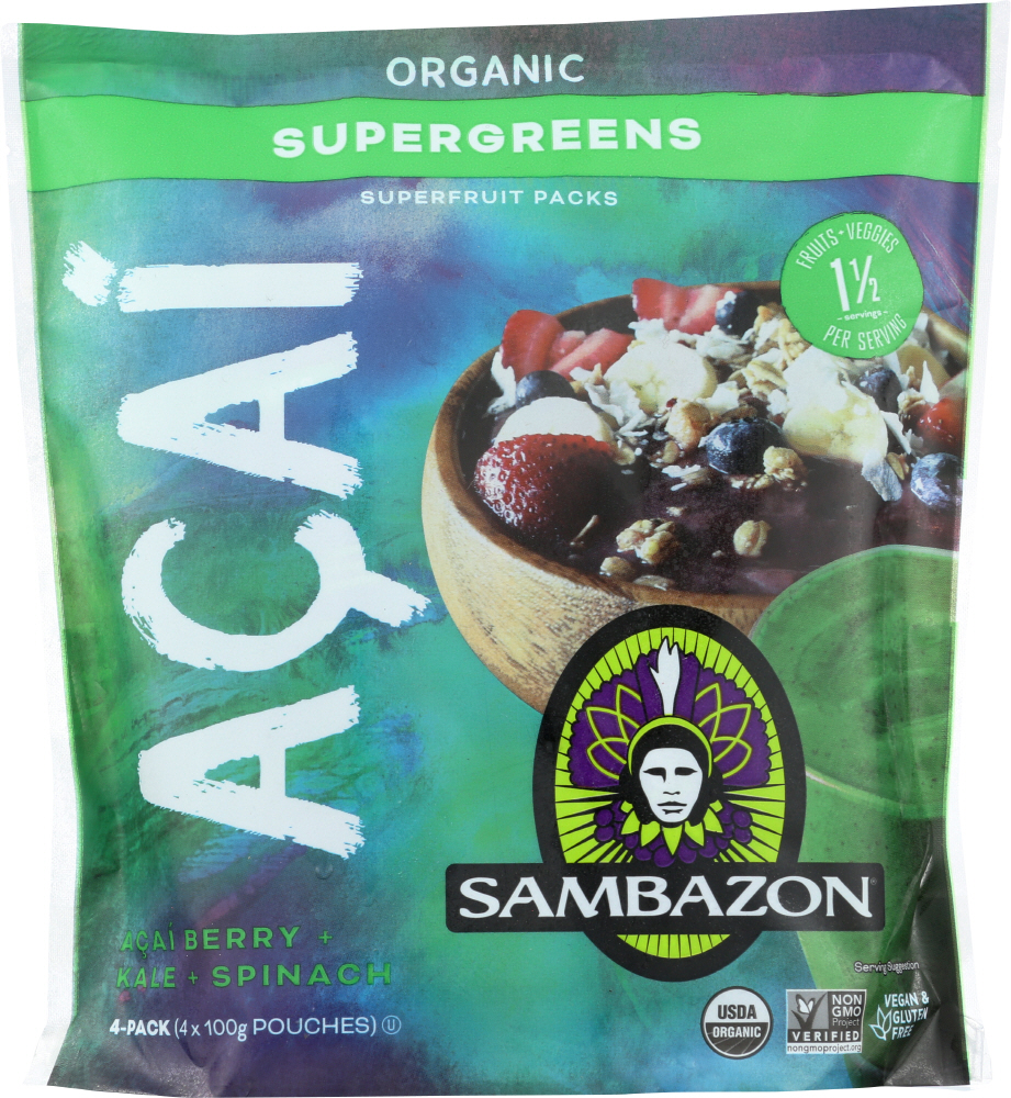SAMBAZON: Acai Berry Kale Spinach Supergreens, 14.10 oz - 0818411001284