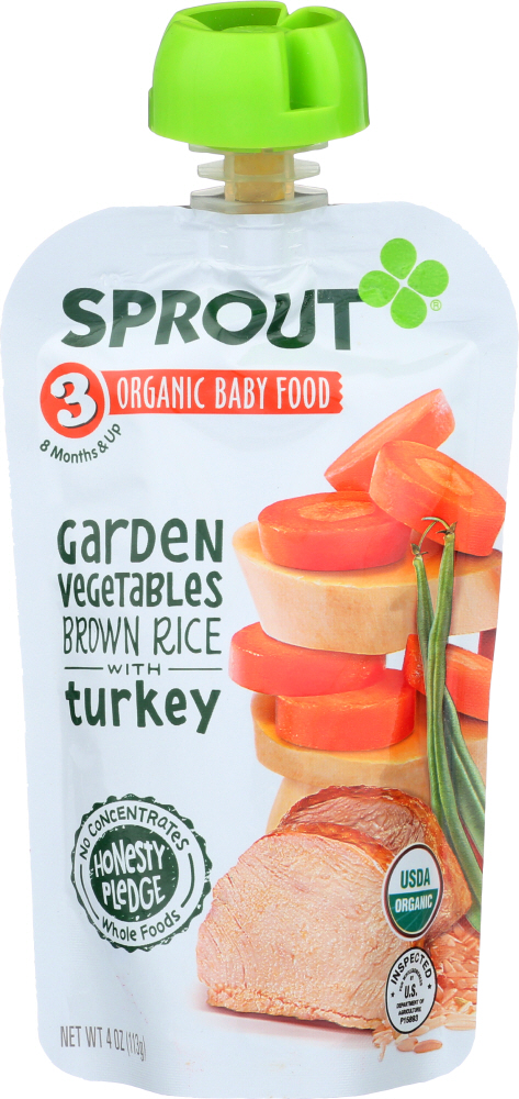 SPROUT: Vegetables Brown Rice Turkey, 4 oz - 0818512013360