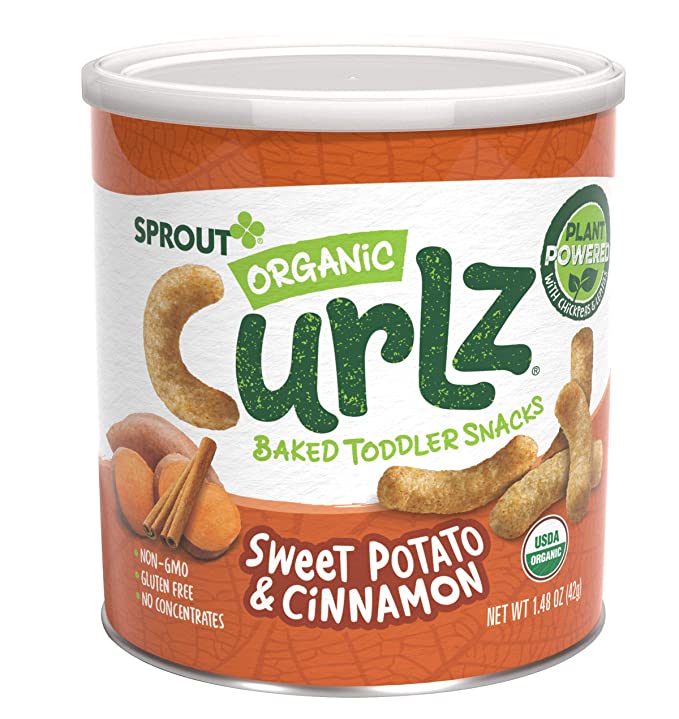  Sprout Organic Curlz Toddler Snacks, Sweet Potato & Cinnamon, 1.48 Oz  - 818512015227