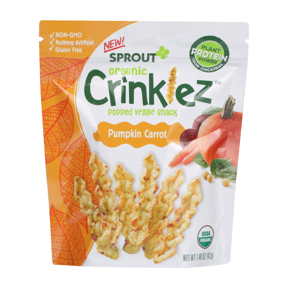 SPROUT: Organic Crinklez Popped Veggie Snack Pumpkin Carrot, 1.5 oz - 0818512015265