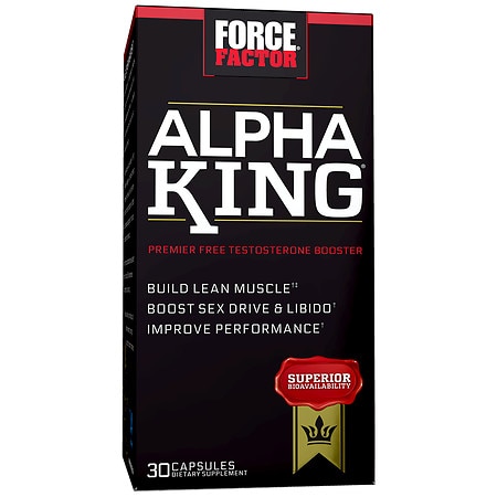 Alpha King Total Testosterone Booster Supplement for Men with Fenugreek Seed, Black Maca, and Tribulus to Build Lean Muscle, Boost Libido, and Improve Performance, Force Factor, 30 Capsules - 818594013715