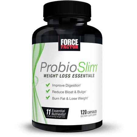 ProbioSlim Weight Loss Essentials Complete Daily Digestive Health and Weight Loss Probiotic Supplement for Women and Men with Electrolytes and Green Tea Extract, Force Factor, 120 Capsules - 818594014781