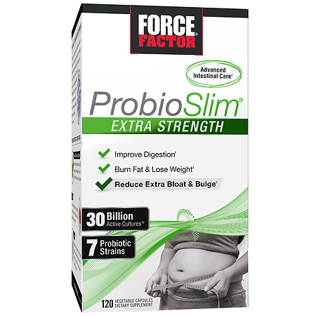 ProbioSlim Extra Strength Probiotic Supplement for Women and Men with 30 Billion CFUs for Weight Loss, Digestive Health Support, Bloating and Gas Relief, Force Factor, 120 Capsules (B089BS7YQ6) - 818594014811