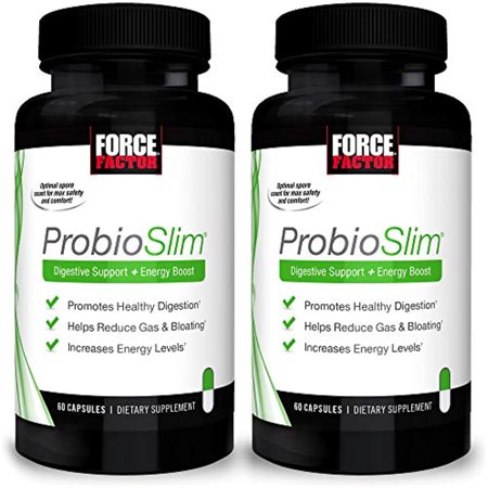 ProbioSlim Probiotic Supplement for Women and Men with Probiotics and Green Tea Extract, Reduce Gas, Bloating, Constipation, Support Digestive and Gut Health, Force Factor, 120 Capsules (2-Pack) - 818594014989