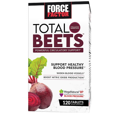 Force Factor Total Beets Blood Pressure Support Supplement with Nitrates and Grapeseed Extract to Boost Nitric Oxide, Circulatory and Cardiovascular Vasodilator Heart Health Vitamins, 120 Count (B0962QBXDZ) - 818594015474