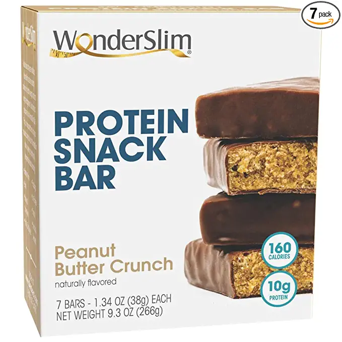  WonderSlim Protein Snack Bar, Peanut Butter Crunch - 150 Calories, 10g Protein (7ct)  - 818609010333