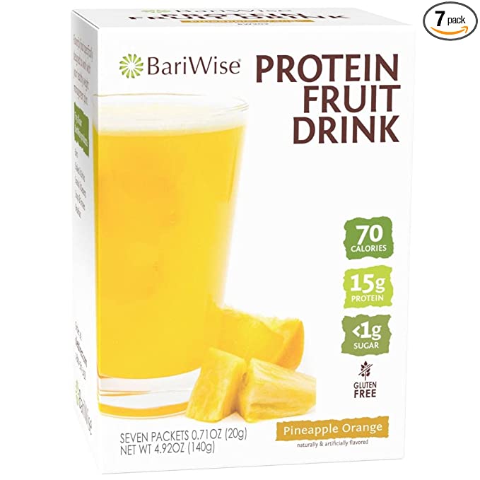  BariWise Protein Fruit Drink, Pineapple & Orange - 0g Fat, 0g Sugar, 15g Protein (7ct)  - 818609014133
