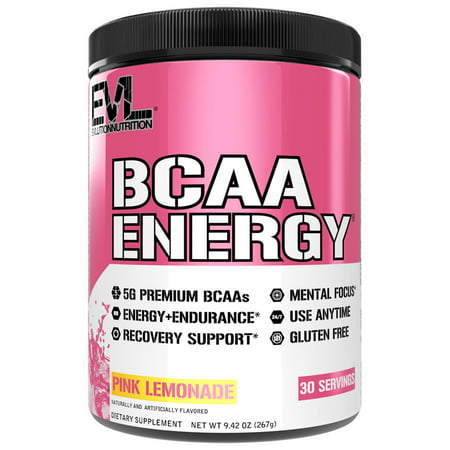 Evlution Nutrition BCAA Energy Powder, Pink Lemonade, 30 Servings - 818901020641