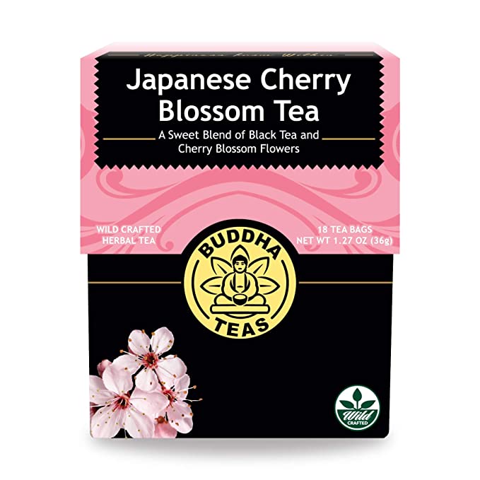 Buddha Teas Japanese Cherry Blossom Tea - 18 Bleach-Free Tea Bags - 819005014826