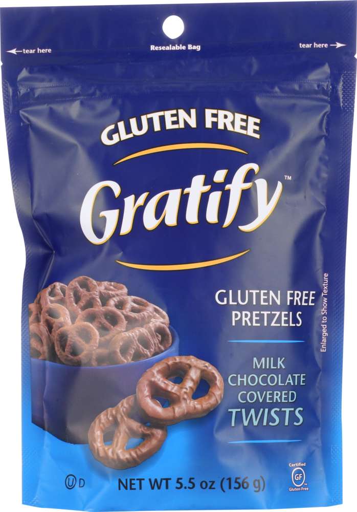 GRATIFY: Pretzels Milk Chocolate Covered Twists Gluten Free, 5.5 oz - 0819021011106