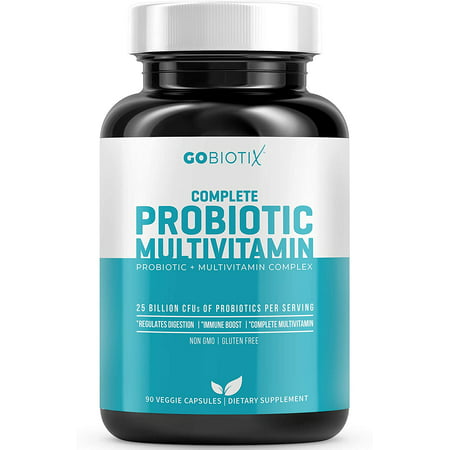 GoBiotix Probiotic Multivitamin | Daily Multivitamin with Probiotics | 25 Billion CFU | Immune Boost & Digestive Health Flora Probiotic for Women & Men | Gluten Free ? 90 Veggie C - 819097020446