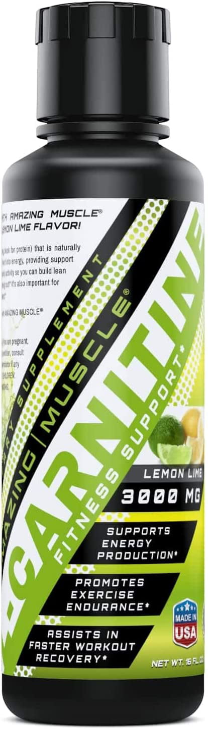 Amazing Muscle L-Carnitine 3000 16 Fl. Oz - Supports Energy Prediction -Promotes Exercise Endurance -Supports Fast Recovery from High Intensity Workouts (Lemon Lime) - 819209020531