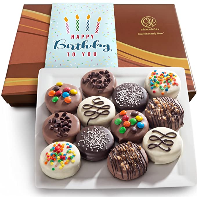  CY Chocolates Birthday Deluxe Chocolatey Covered Oreos 12 Piece Gift Box  - 819354016182
