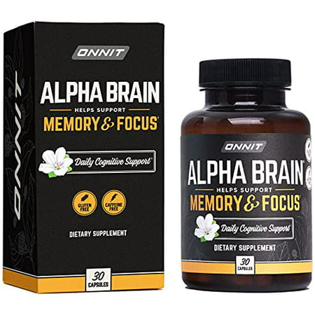 ONNIT Alpha Brain (30ct) - Over 1 Million Bottles Sold - Premium Nootropic Brain Supplement - Focus Concentration & Memory - Alpha GPC L Theanine & Bacopa Monnieri - 819444016993