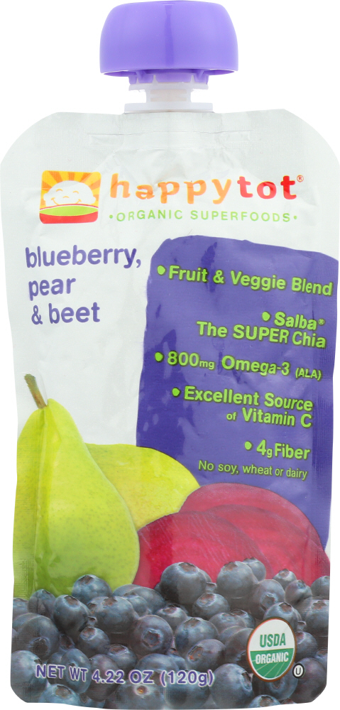 HAPPY BABY: Superfoods Pears, Blueberries & Beets, 4.22 oz - 0819573010275