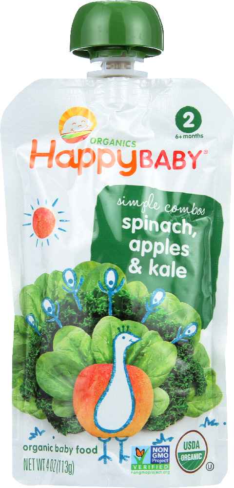 HAPPY BABY: Simple Combos Apples, Spinach & Kale 4 OZ - 0819573010695
