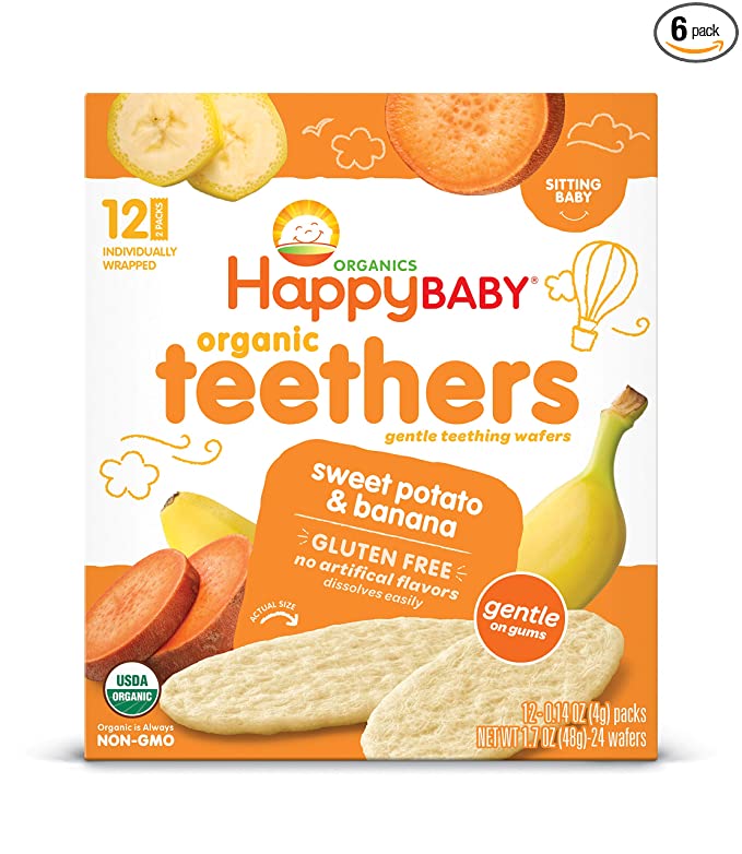  Happy Baby Organics Teether, Banana & Sweet Potato, 12 Count (Pack of 6)  - 819573011753