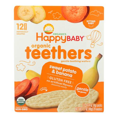 HAPPY BABY: Gentle Teething Wafers Banana & Sweet Potato Org, 1.7 oz - 0819573011753