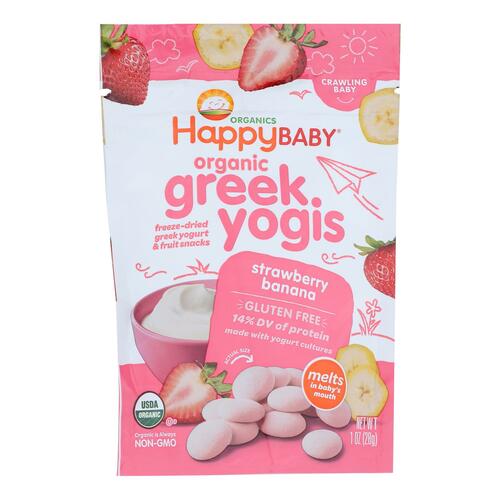 Happyyogis Yogurt Snacks - Organic - Freeze-dried - Greek - Babies And Toddlers - Strawberry Banana - 1 Oz - Case Of 8 - 0819573011784