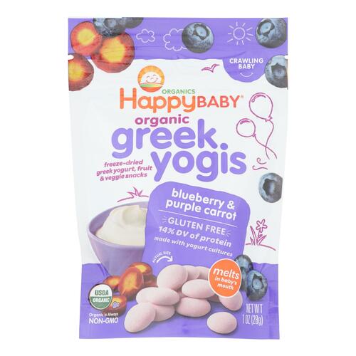 Happyyogis Yogurt Snacks - Organic - Freeze-dried - Greek - Babies And Toddlers - Blueberry And Purple Carrot - 1 Oz - Case Of 8 - 0819573011791