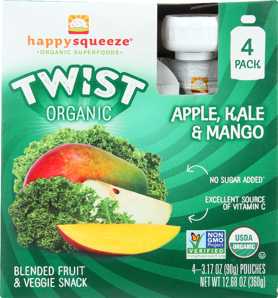 HAPPY KID: Twist Organic Apple Kale and Mango 4 Packs, 12.68 oz - 0819573012217